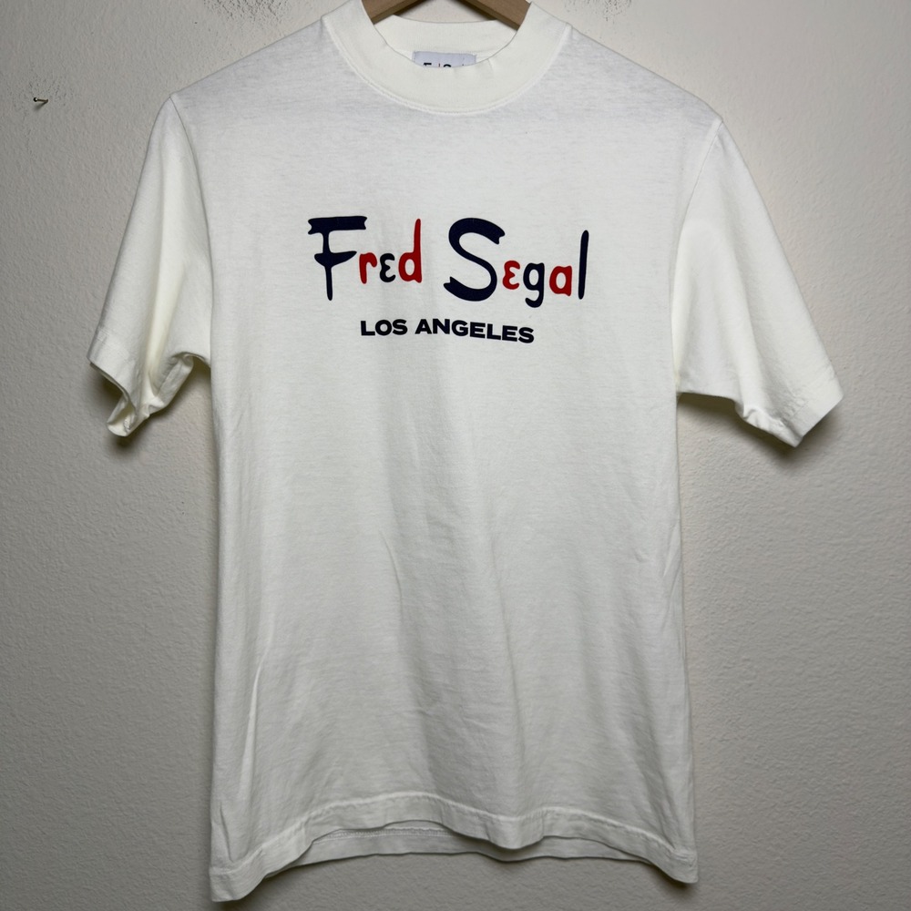 Fred Segal Womens Cotton T-Shirt XS White Los Angeles Logo Graphic Tee